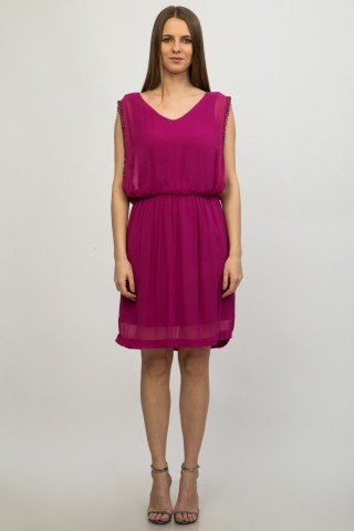 Rochie fucsia cu bordura margele Celine