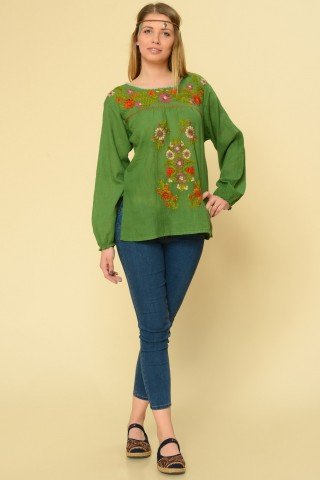 Bluza verde tip iie brodata manual