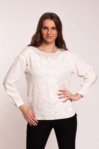 Bluza alba Amber din bumbac gros