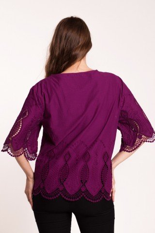 Bluza magenta cu broderie sparta Afiya