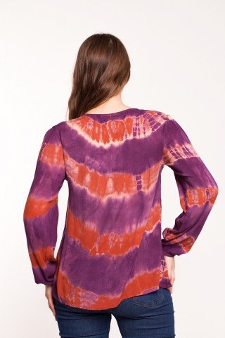 Bluza tie dye din vascoza cu broderie