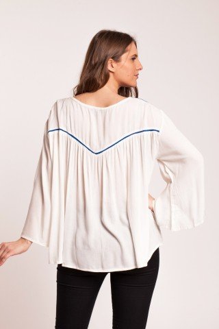 Bluza alba Arian tip iie cu broderie albastra