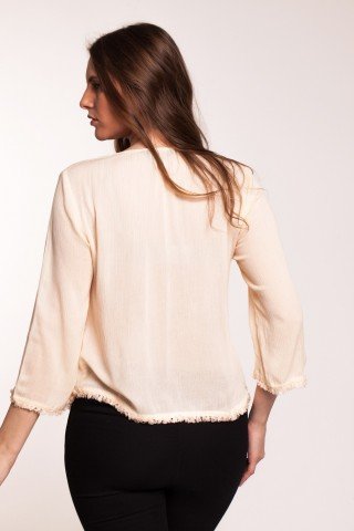 Bluza crem din vascoza Cally cu ciucuri