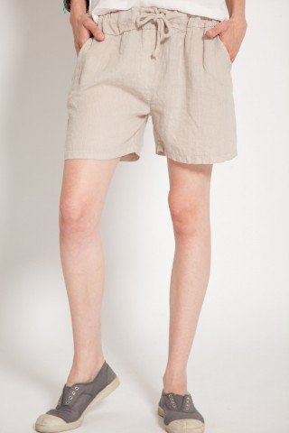 Pantaloni scurti beige din in