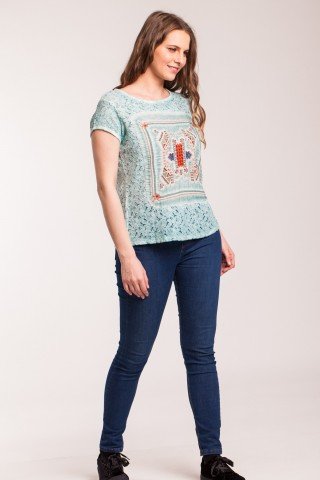 Bluza bleu casual Gracy maneca scurta