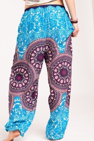 Pantaloni mandala bleu Sashi din vascoza