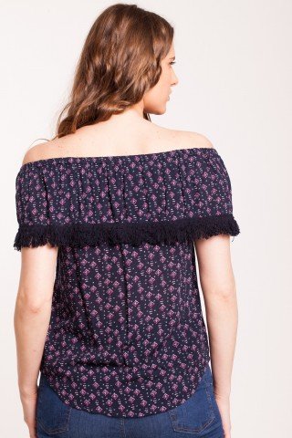 Bluza neagra Adeona cu imprimeu si broderie