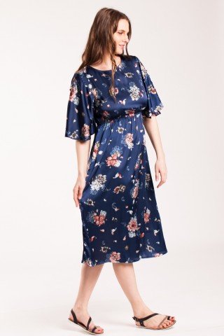 Rochie bleumarin Daria cu imprimeu floral