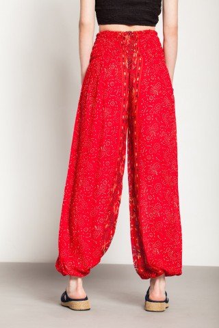 Pantaloni rosii Mandala cu buzunare