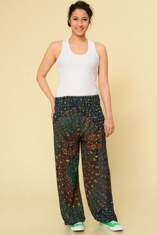 Pantaloni bleumarin Mandala cu buzunare