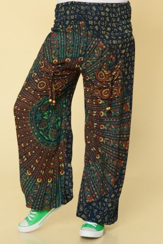 Pantaloni bleumarin Mandala cu buzunare
