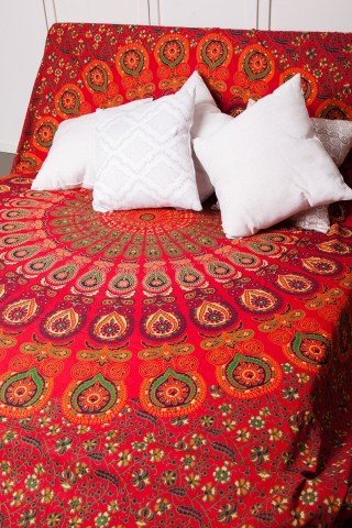 Cuvertura rosie mandala-dubla
