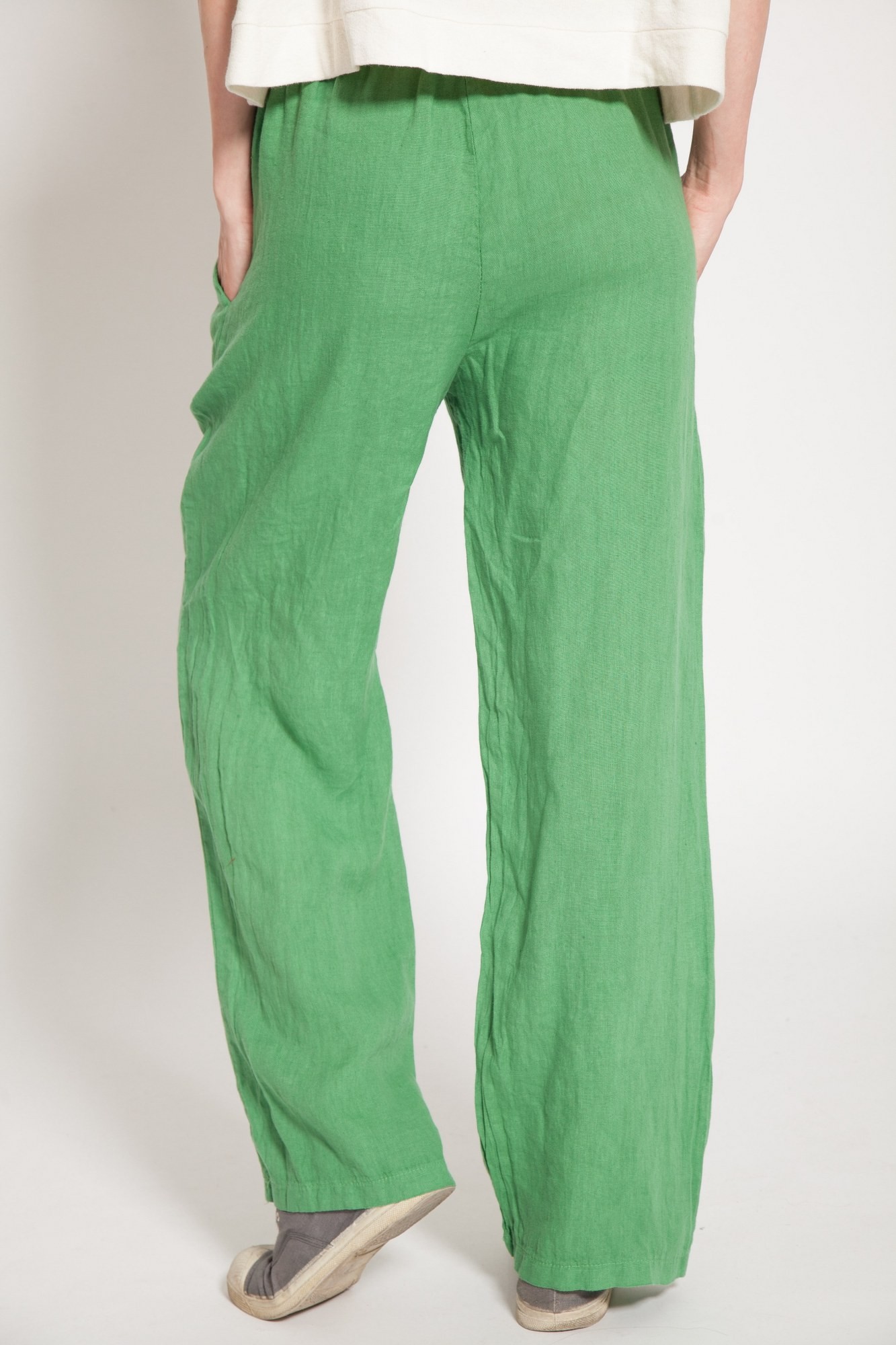 Pantaloni din in verzi Cleo