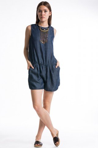 Romper din denim bleumarin