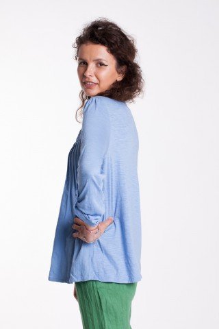 Bluza baby-bleu din bumbac Lora cu broderie