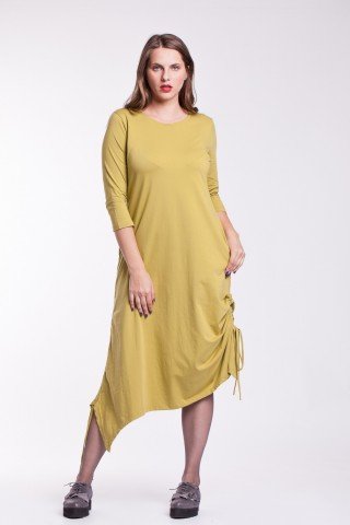 Rochie lime-green fronsata din bumbac organic Ela