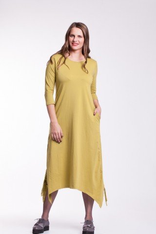 Rochie lime-green fronsata din bumbac organic Ela