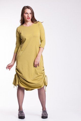 Rochie lime-green fronsata din bumbac organic Ela