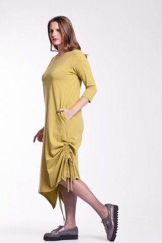 Rochie lime-green fronsata din bumbac organic Ela