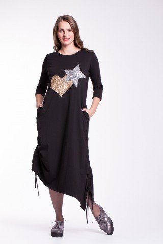 Rochie neagra versatila cu aplicatie paiete