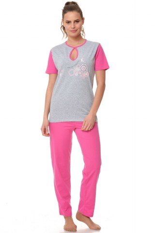 Pijama gri-roz cu imprimeu