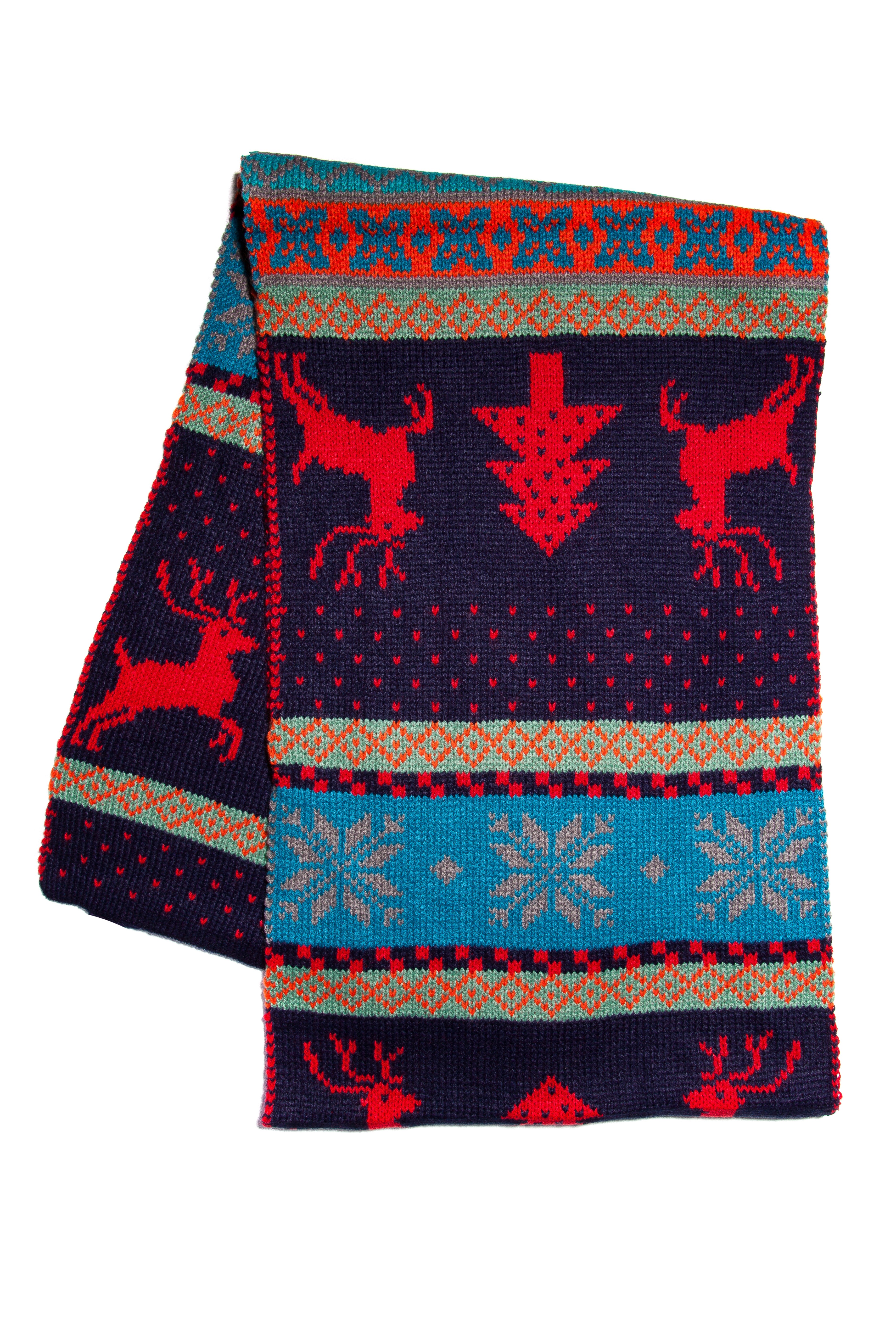 Fular tricotat cu doua fete imprimeu ren