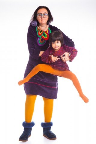 Set rochii Afrodita din catifea mov Mama si Fiica