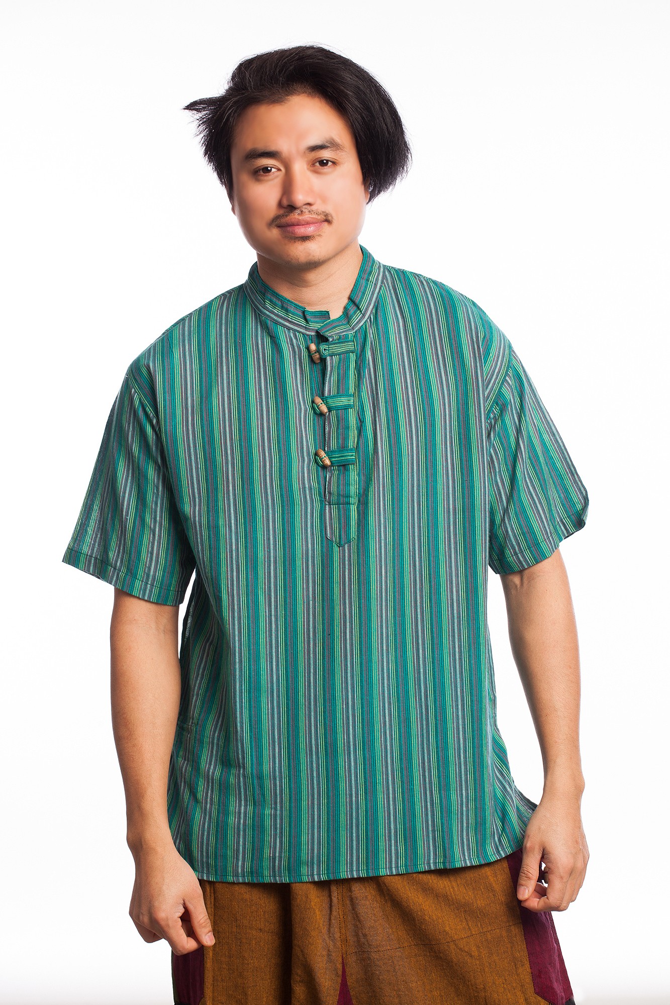 Bluza etnica in dungi cu guler stil tunica