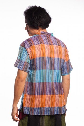 Bluza etnica multicolora cu guler stil tunica