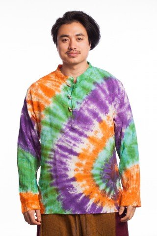 Bluza din bumbac tye dye curcubeu evantai