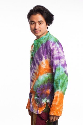 Bluza din bumbac tye dye curcubeu evantai