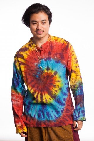 Bluza din bumbac tie-dye curcubeu spirala