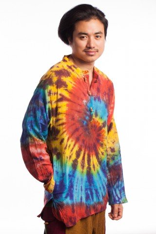 Bluza din bumbac tie-dye curcubeu spirala