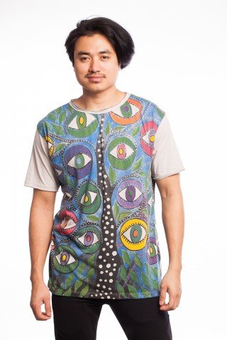 Tricou gri din bumbac Mirror Eyes