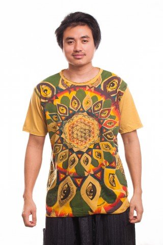 Tricou galben Third Eye Mandala