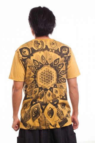 Tricou galben Third Eye Mandala