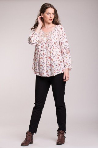 Bluza alba cu imprimeu floral