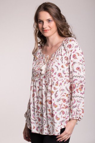 Bluza alba cu imprimeu floral