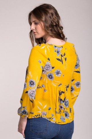 Bluza galbena cu imprimeu floral