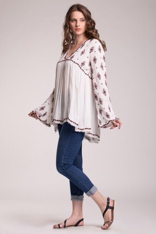 Bluza alba brodata Free Spirit