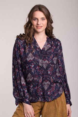 Bluza bleumarin imprimeu paisley maur