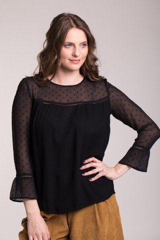 Bluza neagra eleganta cu voal