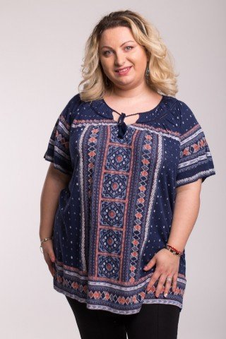 Bluza bleumarin cu imprimeu multicolor