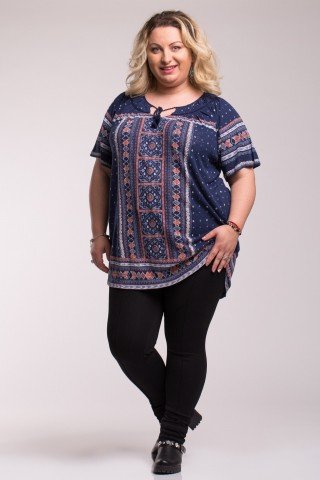 Bluza bleumarin cu imprimeu multicolor