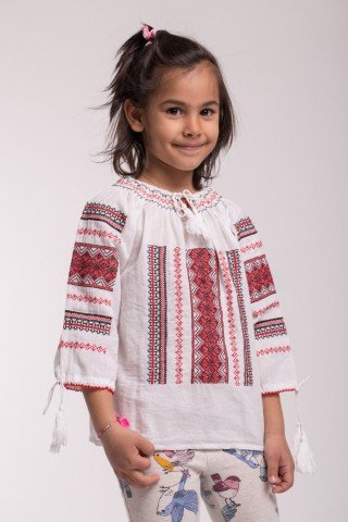 Bluza tip iie cu broderie rosie