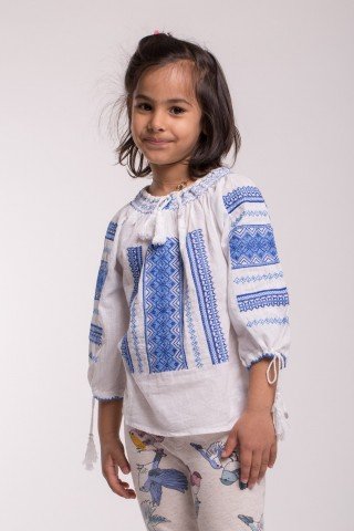 Bluza tip iie cu broderie albastra