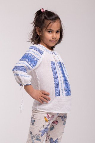 Bluza tip iie cu broderie albastra