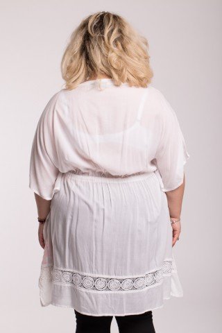 Poncho alb Cris cu broderie