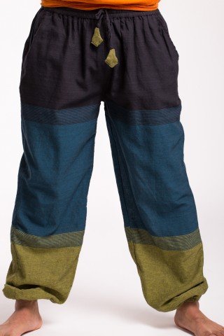 Pantaloni multicolori  cu negru, lime, albastru