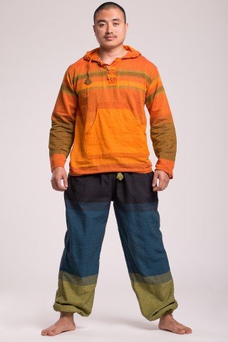 Pantaloni multicolori  cu negru, lime, albastru